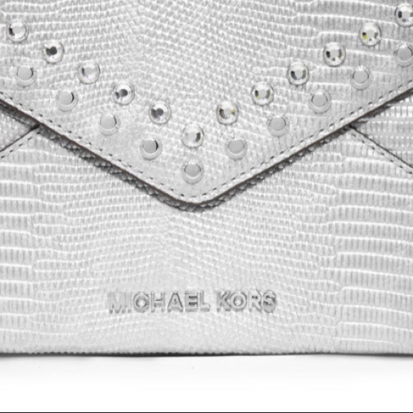 Michael Kors Silver Studded Clutch Purse - Picture 3 of 3
